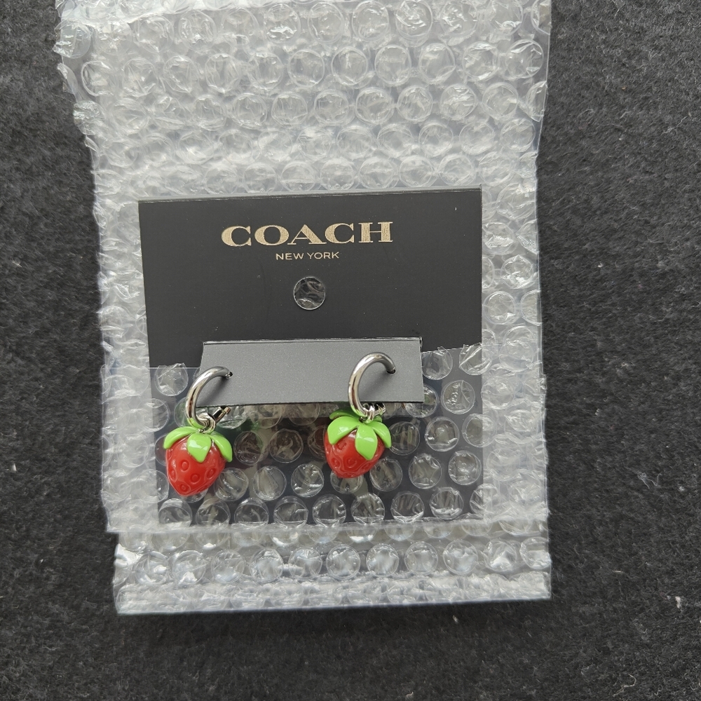 Coach Strawberry Huggie Earrings - Picture 3 of 5